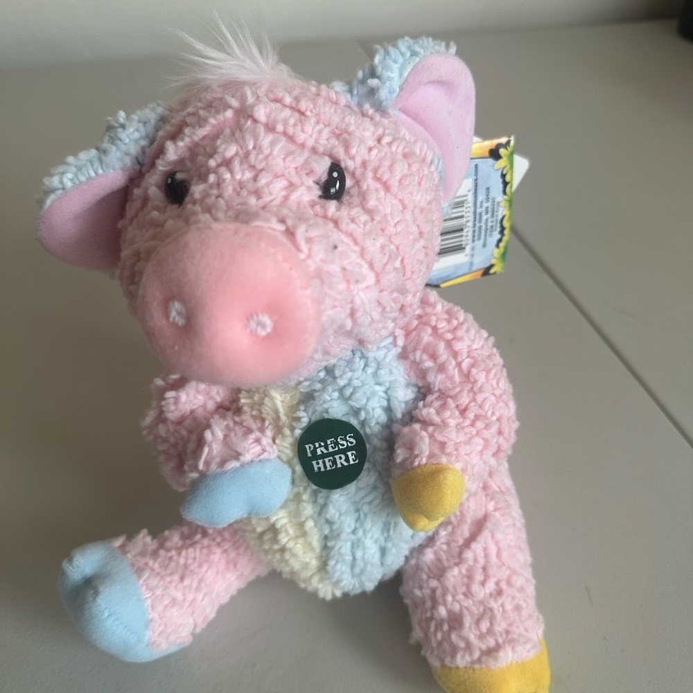Plush Pig Toy - Pink, Blue, Yellow